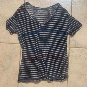 BDG Vneck Short Sleeve Striped Tunic